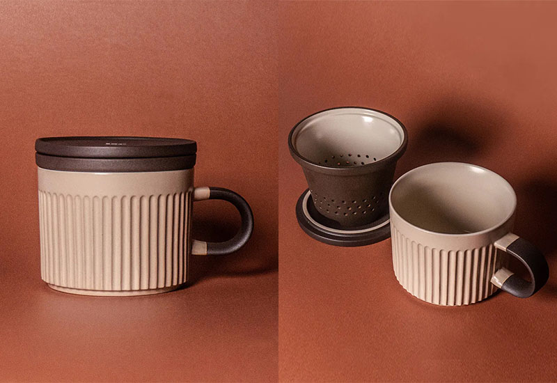 上作美器 尊爵版-直紋馬克杯250ml(米褐色)